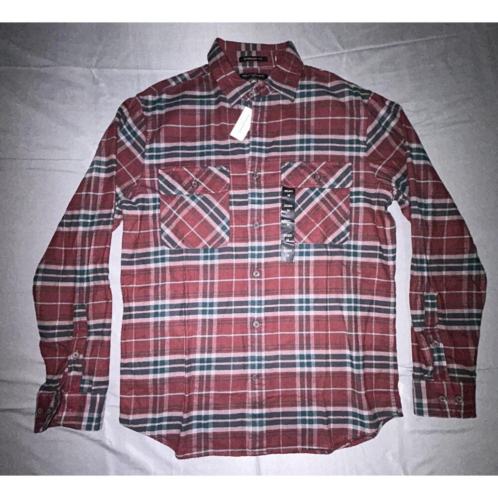 Banana Republic Shirt Mens Medium Red Plaid Long Sleeve Standard Fit Cotton